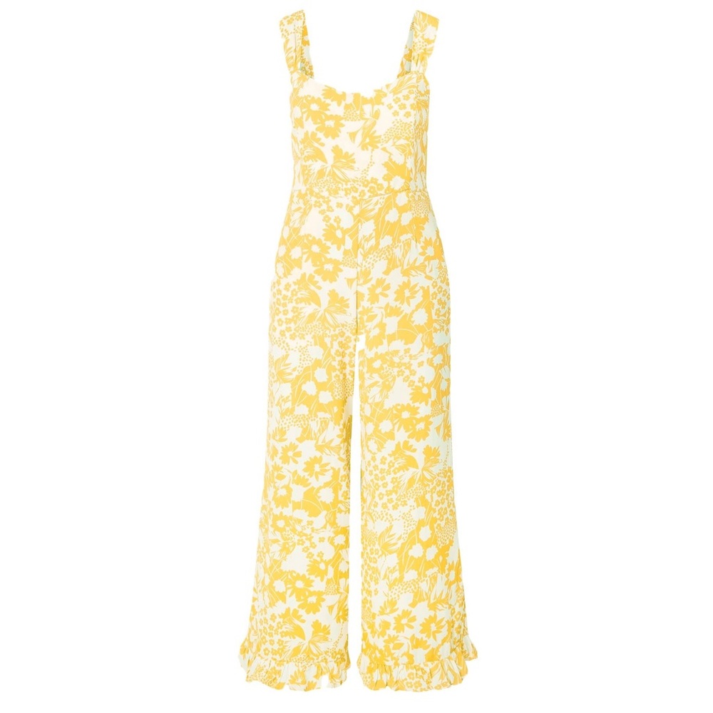 FAITHFULL THE BRAND Yellow White Floral Print Jumpsuit Romper size 6